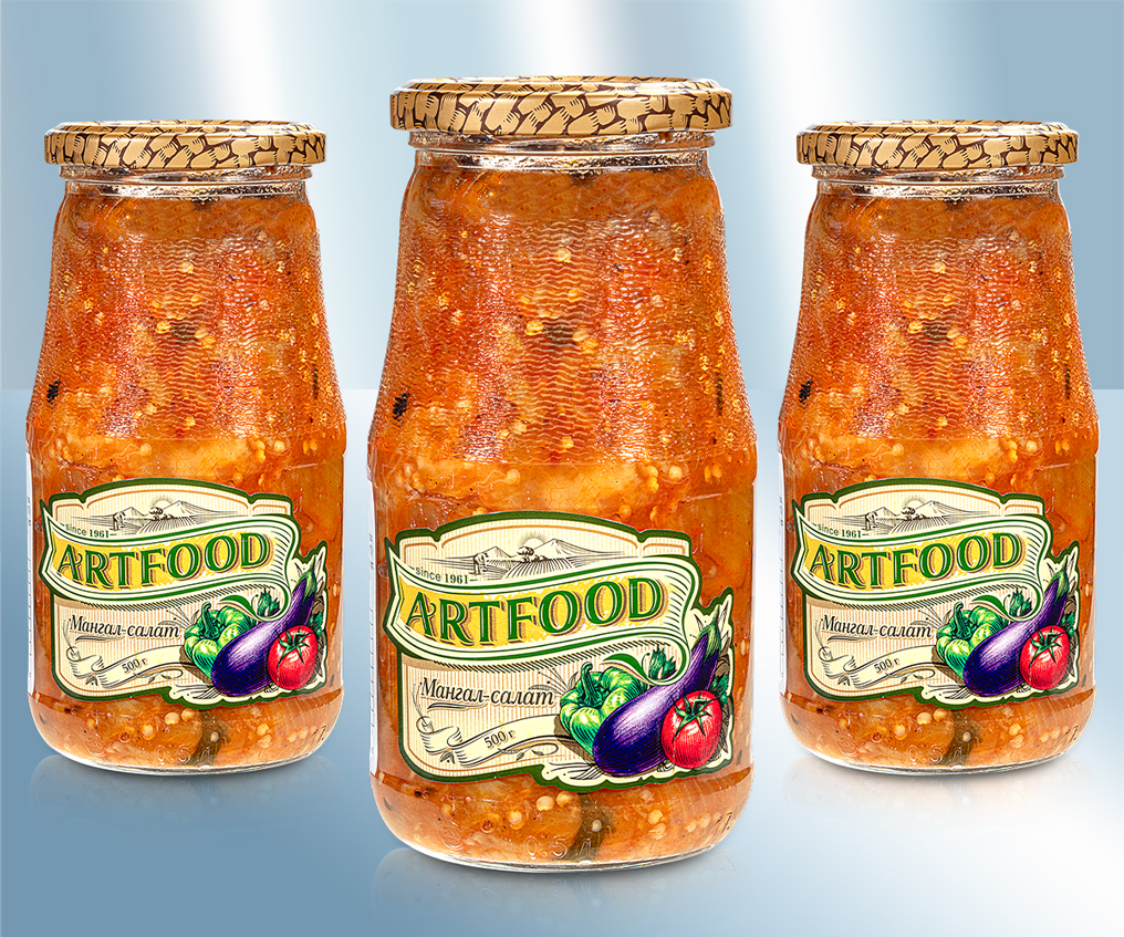 Очищенные баклажаны с овощами на гриле "Мангал-салат", по кавказски