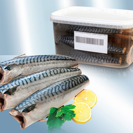 Скумбрия потрошеная, без головы, без хвоста, в рассоле (чистый вес 4000г)
