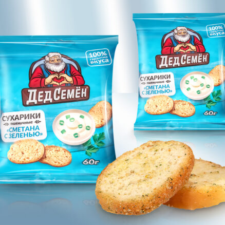 Crutones de trigo y centeno con crema agria y sabor a hierbas