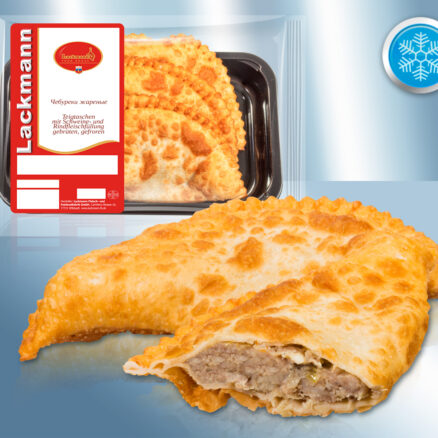 Empanadillas con relleno (50%) de carne de cerdo, frito, congelado