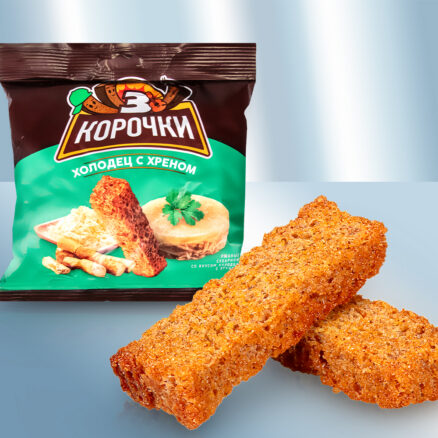 Crutones de centeno con sabor a бspic de rбbano picante