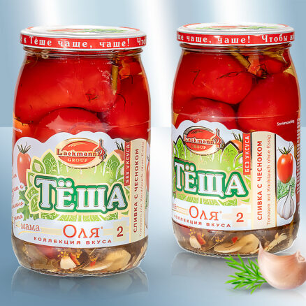 Помидоры сливка "Оля 2", с чесночком, 880мл (чистый вес 450г)