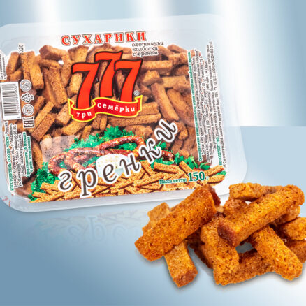 Snack de pan de centeno y trigo con sabor a salchicha ahumada.