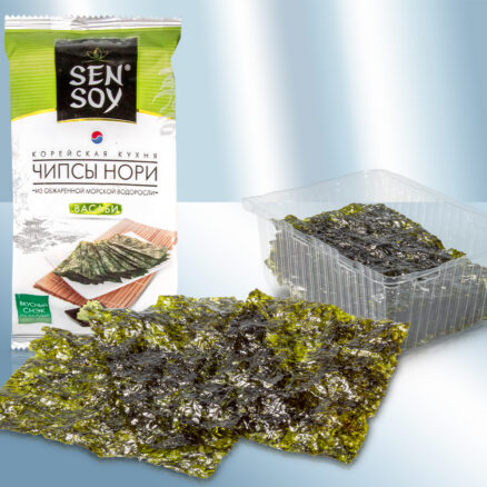 Chips de nori con sabor a wasabi