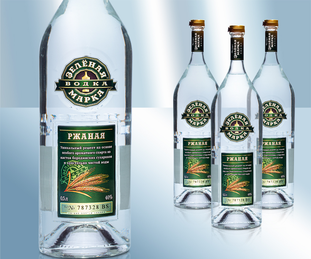 Водка "Зелёная марка", ржаная, 40%, 500мл