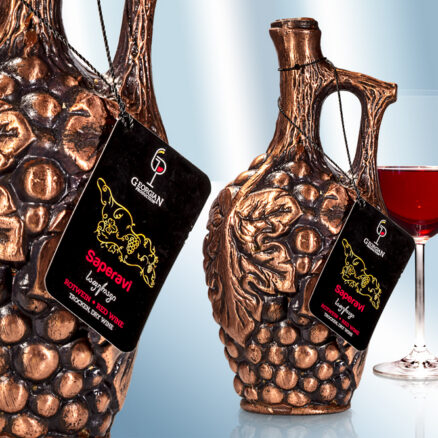 Вино красное Саперави, грузинское, сухое,в керамическом кувшине 13% 750мл