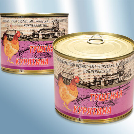 Мясная консерва с тушеной курицей, классическая